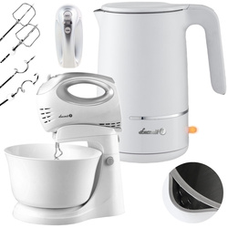 Set Mixer mit rotierender Schüssel Łucznik MS-2019 und elektrischer Wasserkocher WK-2501 White.