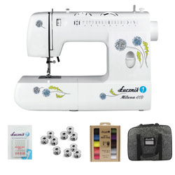 Milena II 419 sewing machine with case, thread, needles and bobbins