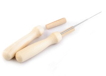 Felting needle with wooden handle