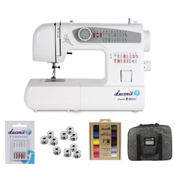 Lucznik Ewa II 2014 sewing machine with case, thread, needles and bobbins