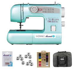 Lucznik IVONNE sewing machine with case, thread, needles and bobbins