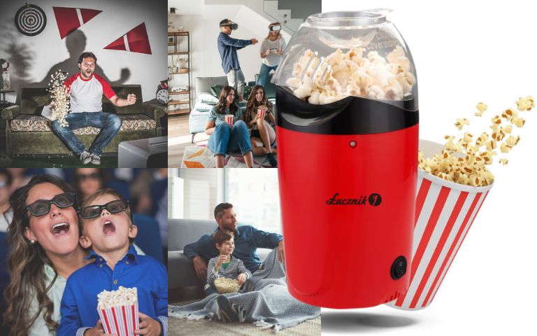 1200w Popcorn Popper Popcorn Maker Electric Popcorn Machine No Oil Needed  For Home Family Kids Purple