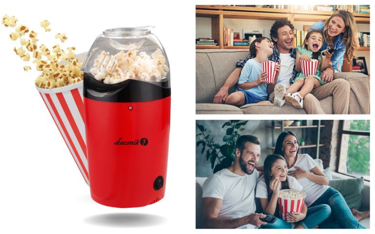 1200w Popcorn Popper Popcorn Maker Electric Popcorn Machine No Oil Needed  For Home Family Kids Purple