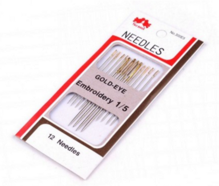 Embroidery needles with gold ears