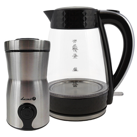 Electric glass kettle and coffee grinder