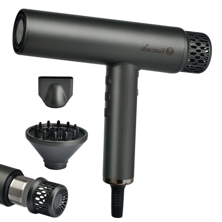 Suszarka do włosów BLDC Łucznik HyperAir IQ 1.0 Midnight Gray 1800W z funkcją jonizacji ujemnej