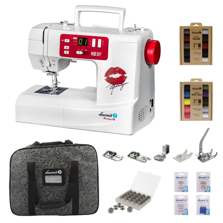 Marilyn 2018 HD sewing machine with carrying case, set of thread, needles, feet and bobbins