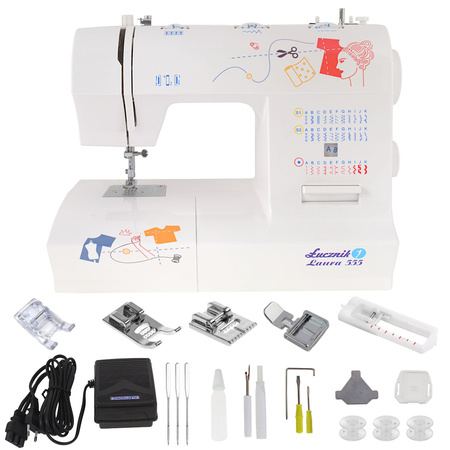 Lucznik Laura 555 sewing machine with a set of feet