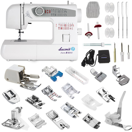 Maszyna do szycia Łucznik Ewa II z zestawem 14 stopek