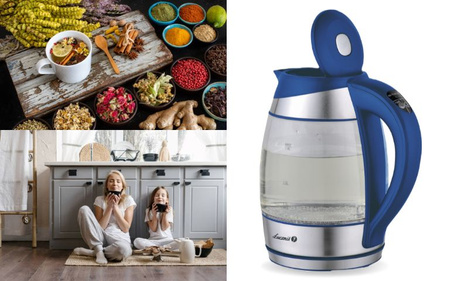 Electric kettle with temperature control WK-2020 blue