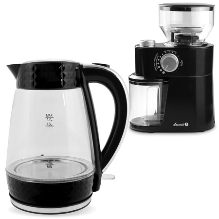 Electric glass kettle and coffee grinder