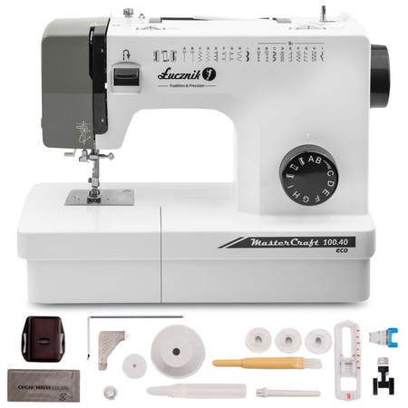 Maszyna do szycia Łucznik Master Craft 100.40 eco z dedykowanym zestawem nici