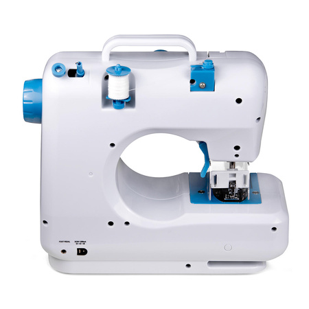 Lucznik Mini Blue sewing machine with a set of feet