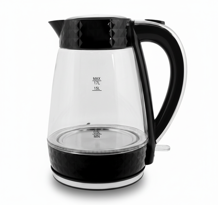 PK-2018 Elektrischer Wasserkocher aus Glas - schwarz