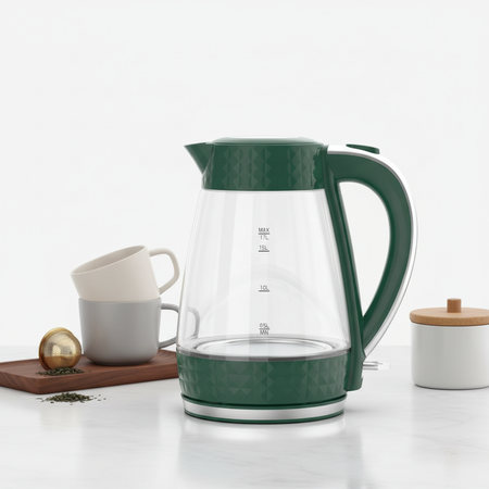 Electric kettle glass PK-2018 2200 W 1.7 l - bottle green