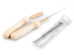 Felting needle with wooden handle