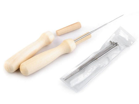 Felting needle with wooden handle