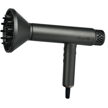 Suszarka do włosów BLDC Łucznik HyperAir IQ 1.0 Midnight Gray 1800W z funkcją jonizacji ujemnej OUTLET