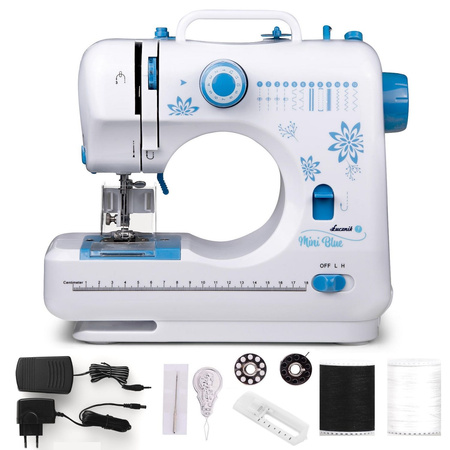 Lucznik Mini Blue sewing machine with thread and needle set
