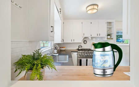 Elektrischer Wasserkocher mit Temperaturregelung WK-2020 Flasche grün