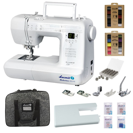 Malvina 2070 sewing machine with table, thread and needles