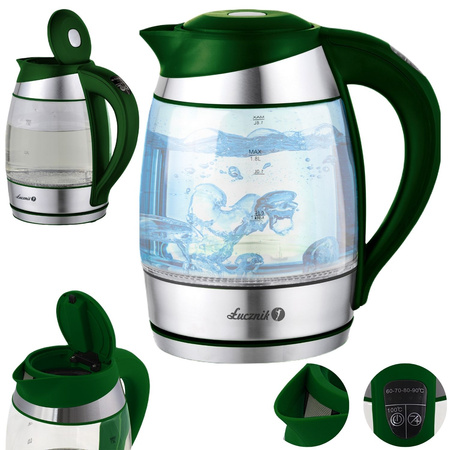 Elektrischer Wasserkocher mit Temperaturregelung WK-2020 Flasche grün