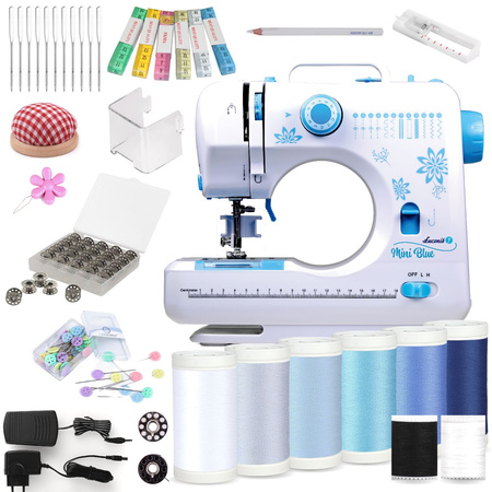 Lucznik Mini Blue sewing machine with accessory set