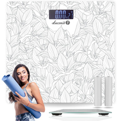Elektroniczna waga łazienkowa Łucznik BS-973 W16 - Flowers in Grey