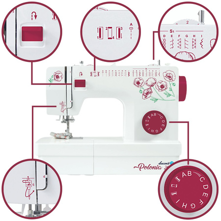 Lucznik Polonia 2018 sewing machine with case, thread, needles and bobbins