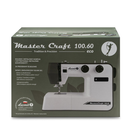 Maszyna do szycia Łucznik Master Craft 100.60 eco z zestawem 10 stopek i walizką